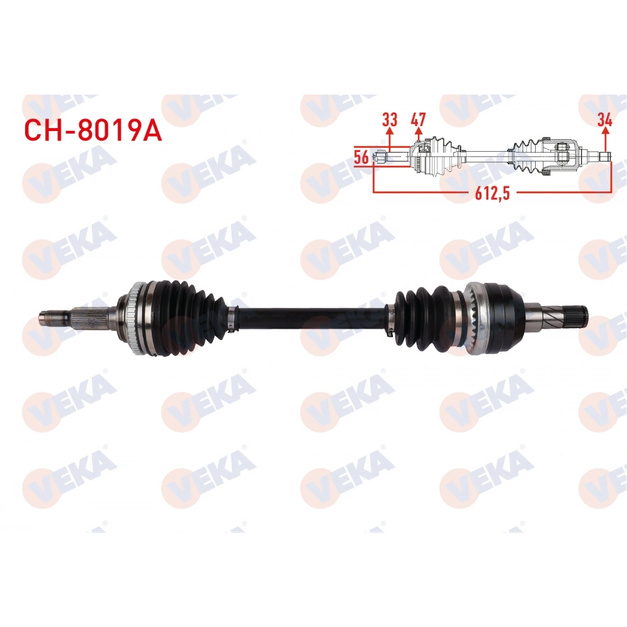 KOMPLE AKS SOL ON ABSLI 47 DIS UZUNLUK 612,5mm CHEVROLET LACETTI (J200) 1.4i 16v - 1.6i 16v M-T 2006-2012
