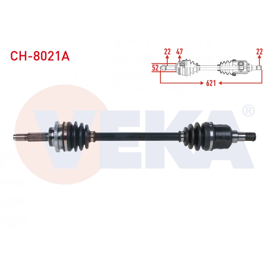 KOMPLE AKS SOL ON ABSLI 47 DIS UZUNLUK 621mm CHEVROLET SPARK (M300) 1.0 M-T 2010-2014