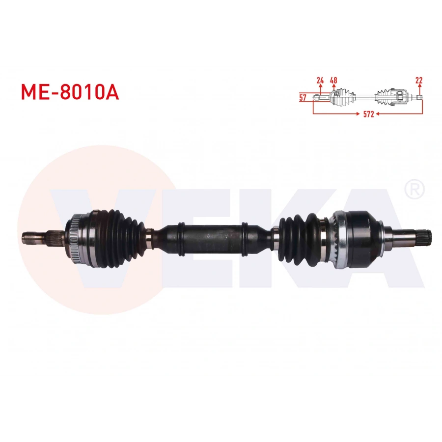 KOMPLE AKS SOL ON ABSLI 48 DIS UZUNLUK 572 mm MERCEDES A SERISI (W168) A 160 A-T/M-T 1997-2004 / VANEO (414) 1.7 CDI M-T 2002-2005