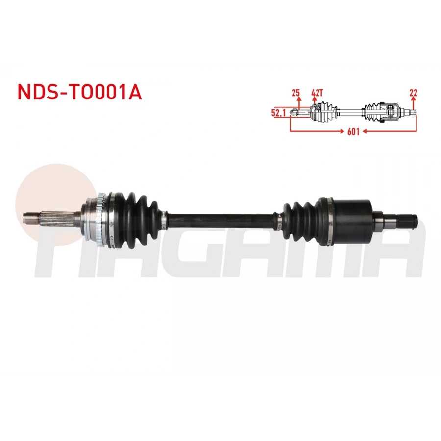 KOMPLE AKS SOL ON ABSLI 48 DIS UZUNLUK 599,5mm TOYOTA COROLLA (_E10_) 1.6 1992-1997 / COROLLA (_E11_) 1.6i 16v 1997-2002