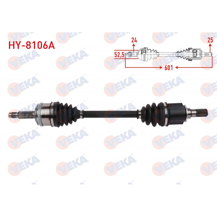 KOMPLE AKS SOL ON ABSLI 48 DIS UZUNLUK 601mm HYUNDAI I10 (PA) 1.2i A-T 2008-2013
