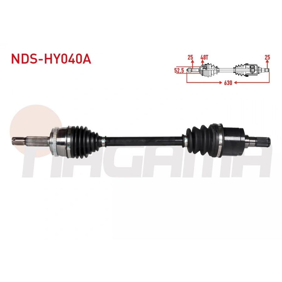 KOMPLE AKS SOL ON ABSLI 48 DIS UZUNLUK 630mm HYUNDAI GETZ (TB) 1.3i - 1.4i - 1.6i 2002-2008