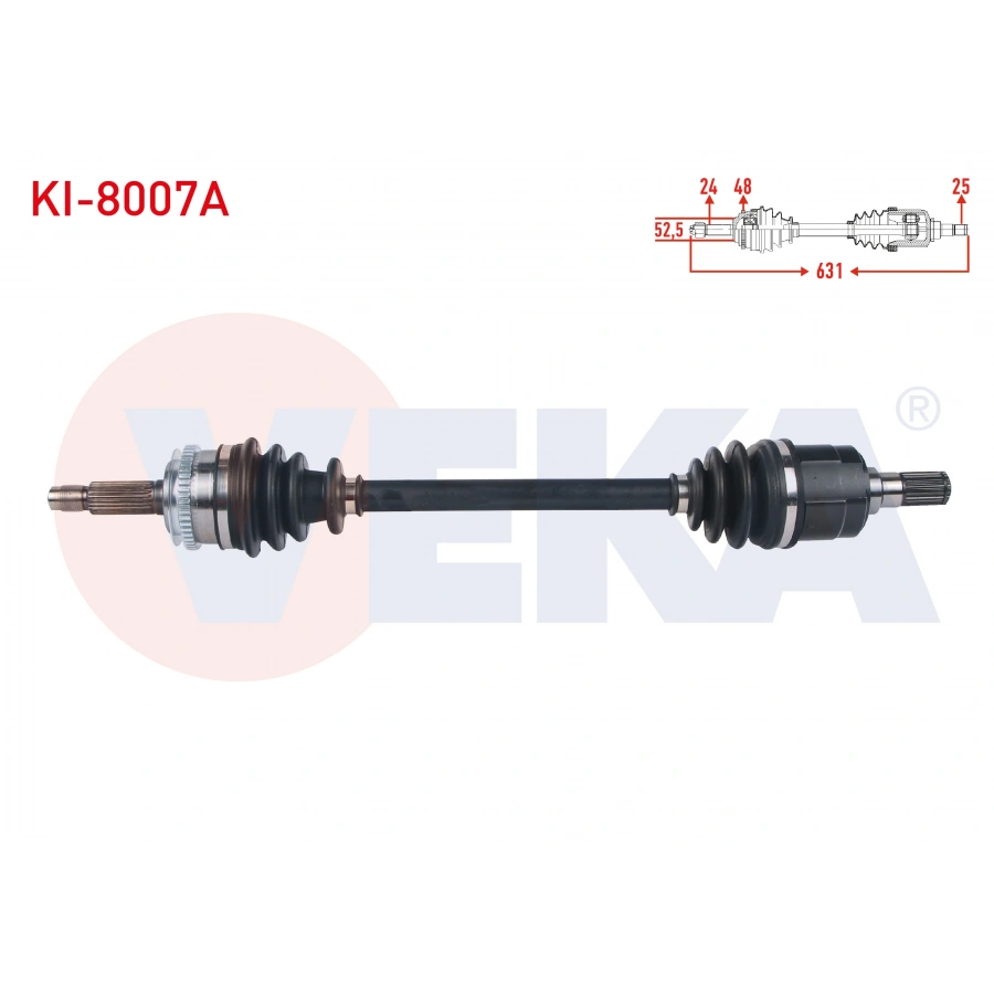 KOMPLE AKS SOL ON ABSLI 48 DIS UZUNLUK 631mm KIA PICANTO (BA) 1.1i M-T 2004-2011