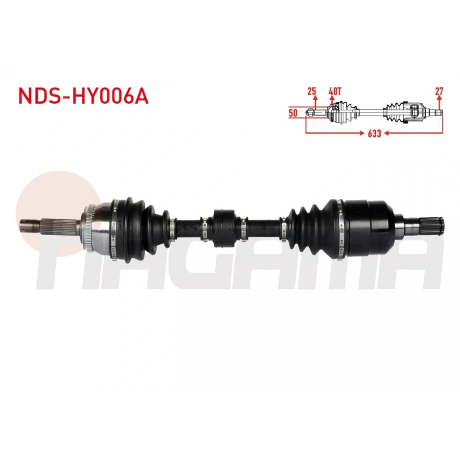 KOMPLE AKS SOL ON ABSLI 48 DIS UZUNLUK 633mm HYUNDAI ACCENT ERA 1.5 CRDI 2006-2012