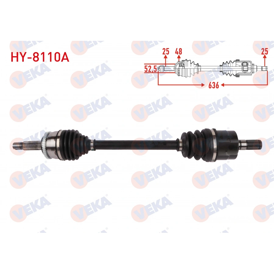 KOMPLE AKS SOL ON ABSLI 48 DIS UZUNLUK 636mm HYUNDAI ACCENT BLUE 1.4 CVVT A-T 2010-