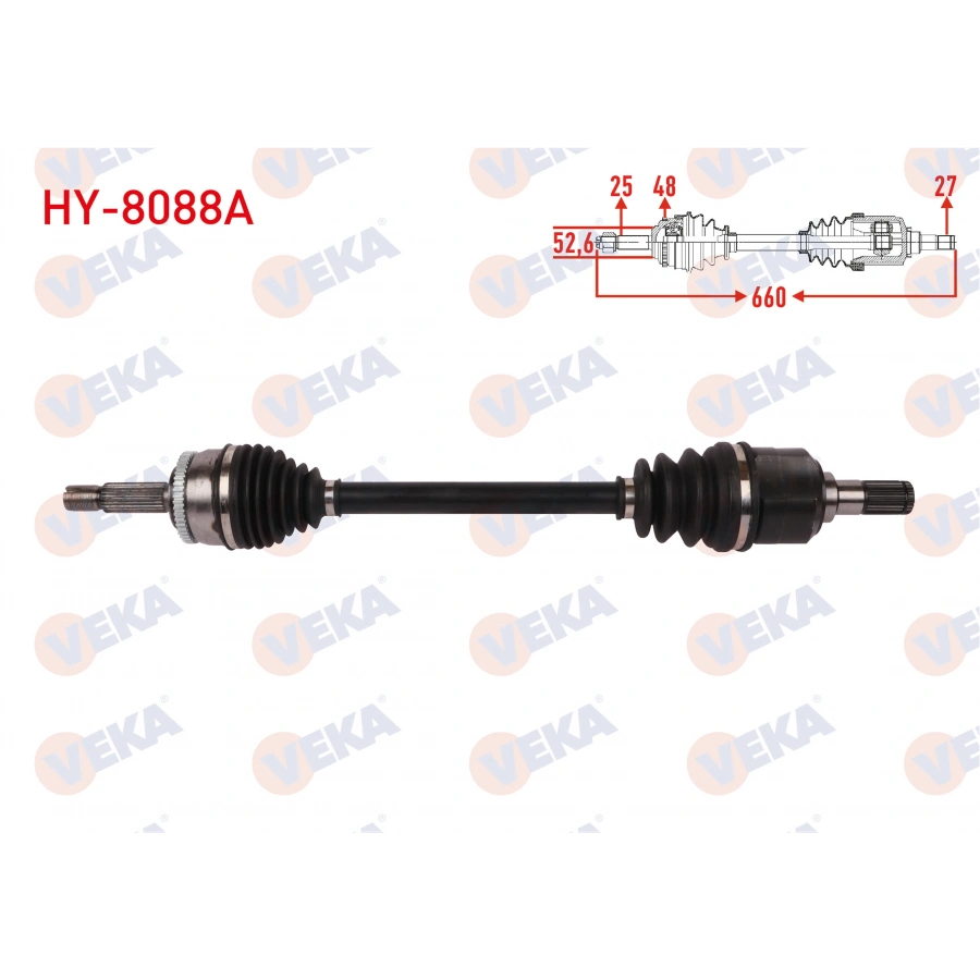 KOMPLE AKS SOL ON ABSLI 48 DIS UZUNLUK 650mm HYUNDAI I20 1.4 CRDI A-T/M-T 2015-