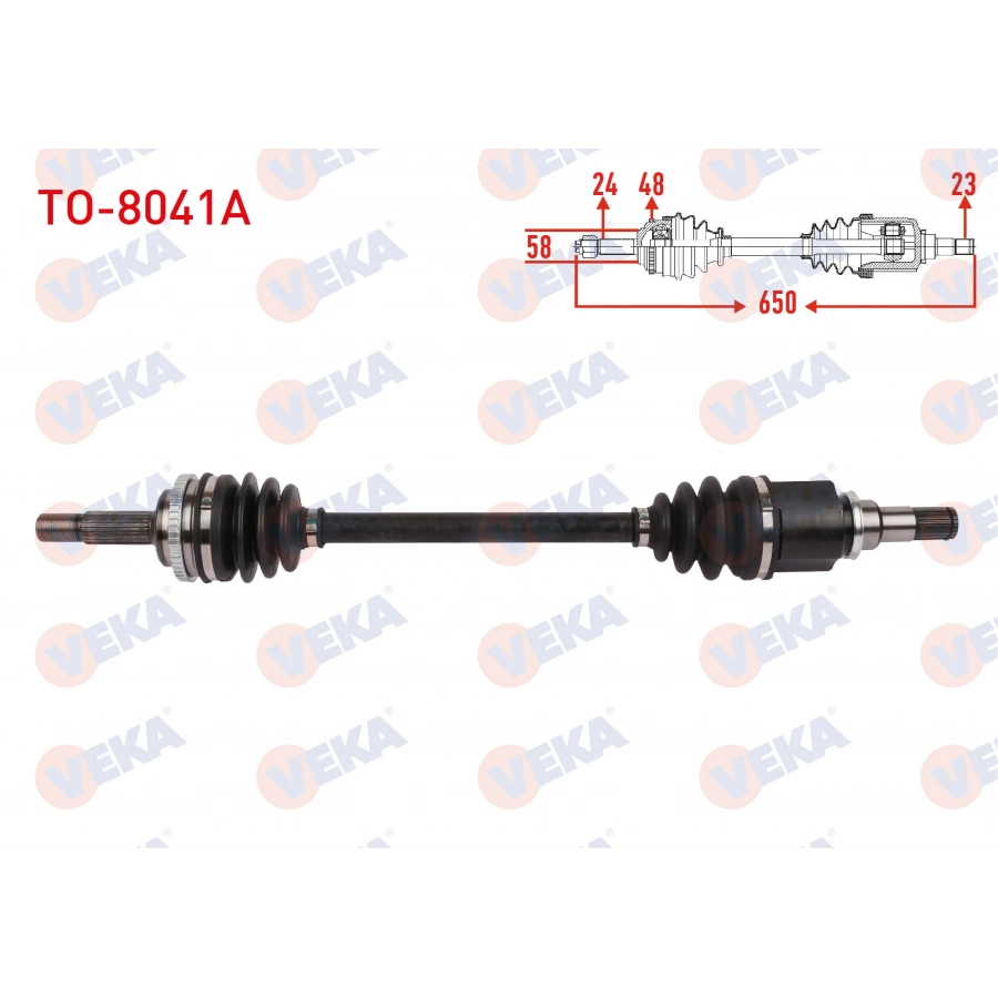 KOMPLE AKS SOL ON ABSLI 48 DIS UZUNLUK 650mm TOYOTA YARIS 1.0 - 1.4 D-4D 2003-2005 / YARIS VERSO 1.3 1999-2005