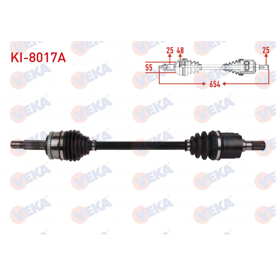 KOMPLE AKS SOL ON ABSLI 48 DIS UZUNLUK 654mm KIA RIO III (UB) 1.2 CVVT 2014-2017