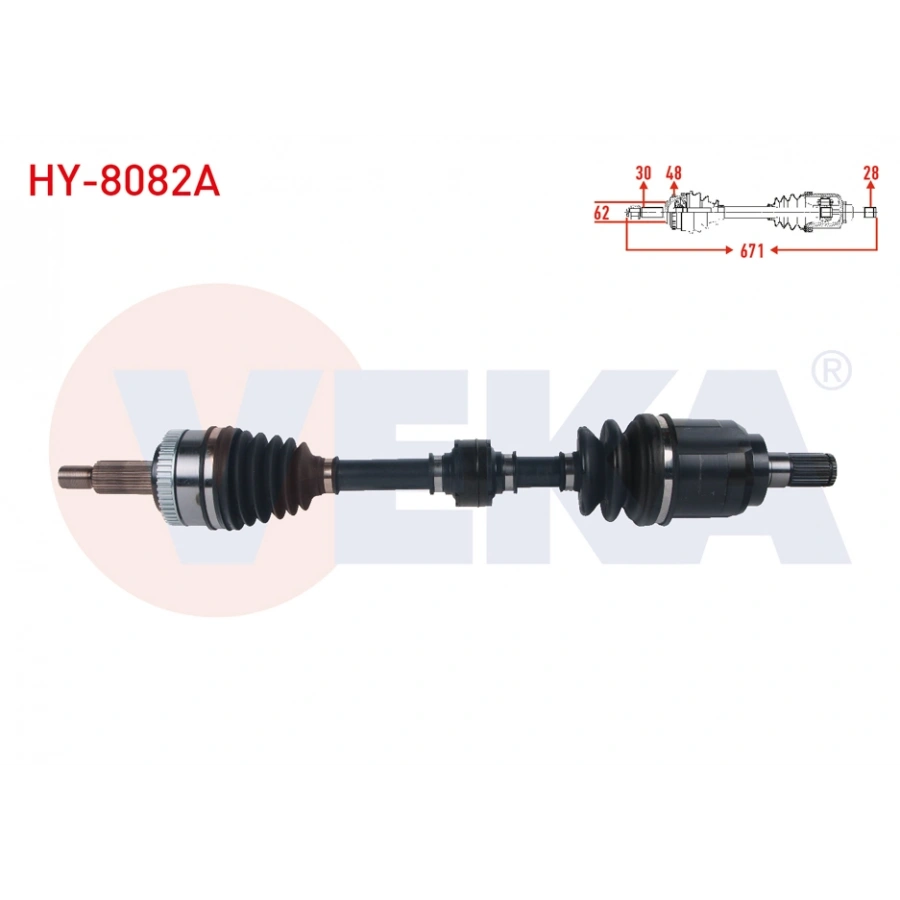 KOMPLE AKS SOL ON ABSLI 48 DIS UZUNLUK 671mm HYUNDAI IX35 2.0 CRDI A-T 2010- / KIA SPORTAGE 2.0 CRDI A-T 2010-