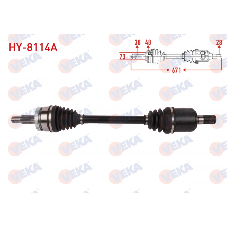 KOMPLE AKS SOL ON ABSLI 48 DIS UZUNLUK 671mm HYUNDAI TUCSON 2.0 CRDI HYBRID A-T 2015-2020 / KIA SPORTAGE IV 2.0 CRDI A-T 2018-2022