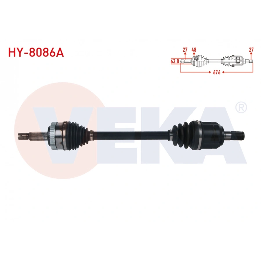 KOMPLE AKS SOL ON ABSLI 48 DIS UZUNLUK 676mm HYUNDAI IX35 1.6 GDI A-T 4X2 2010- / KIA SPORTAGE 1.6 GDI A-T 4X2 2010-