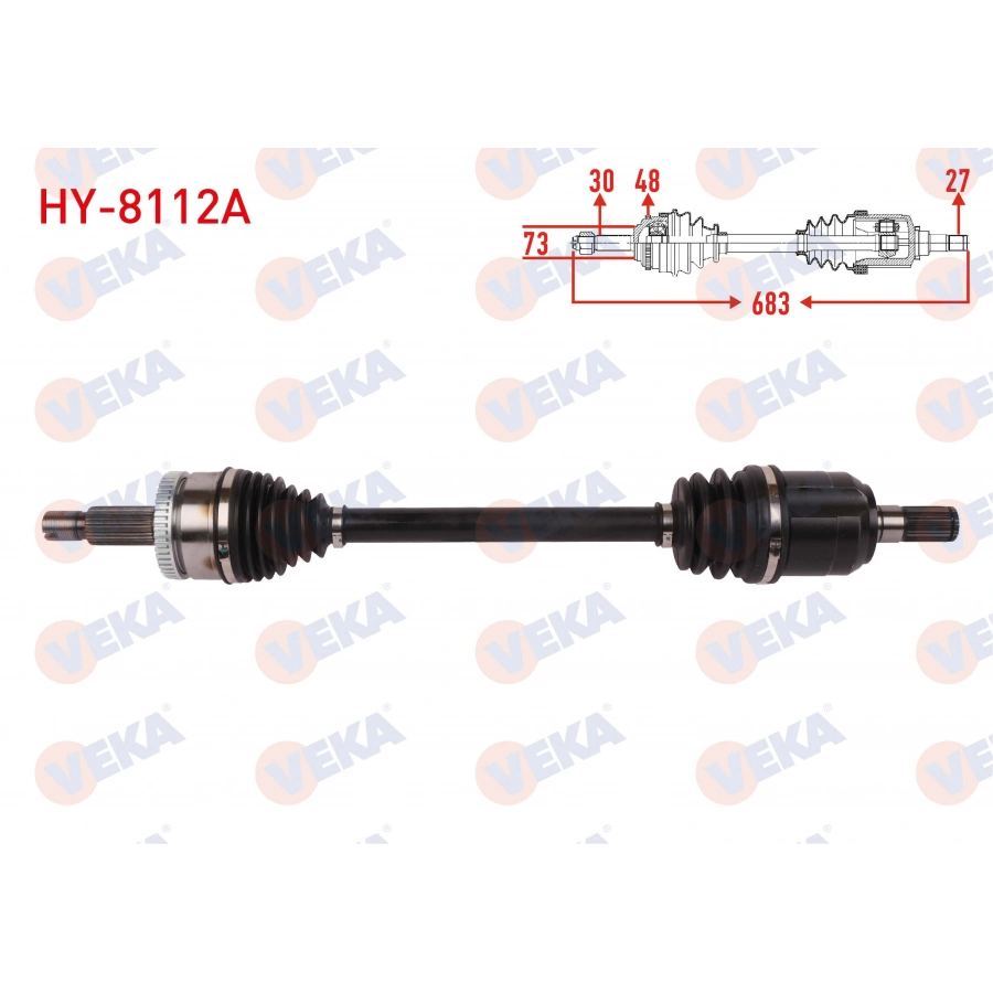 KOMPLE AKS SOL ON ABSLI 48 DIS UZUNLUK 683mm HYUNDAI TUCSON 1.6 GDI A-T 2015-2020