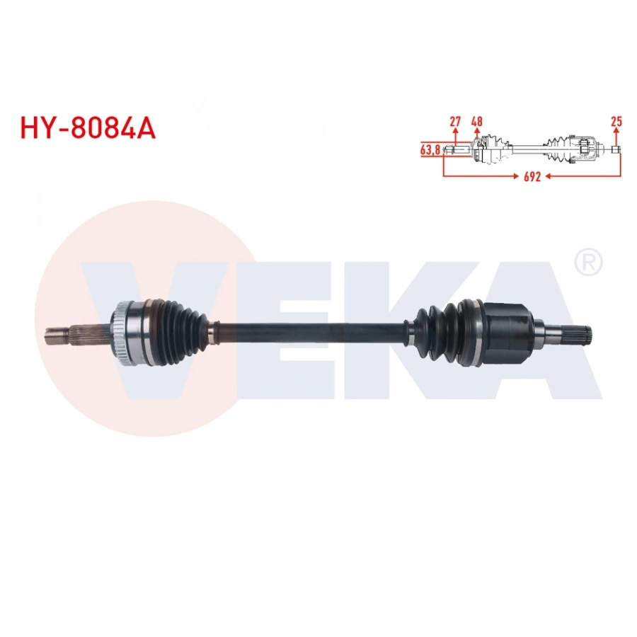 KOMPLE AKS SOL ON ABSLI 48 DIS UZUNLUK 692mm HYUNDAI IX35 1.6 GDI M-T 4X2 2010- / KIA SPORTAGE 1.6 GDI M-T 4X2 2010-