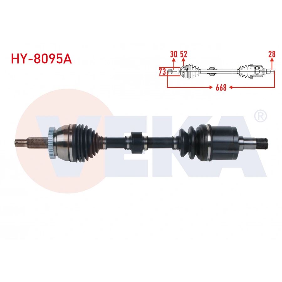 KOMPLE AKS SOL ON ABSLI 52 DIS UZUNLUK 668mm HYUNDAI SANTA FE (CM) 2.2 CRDI A-T 2006-2012