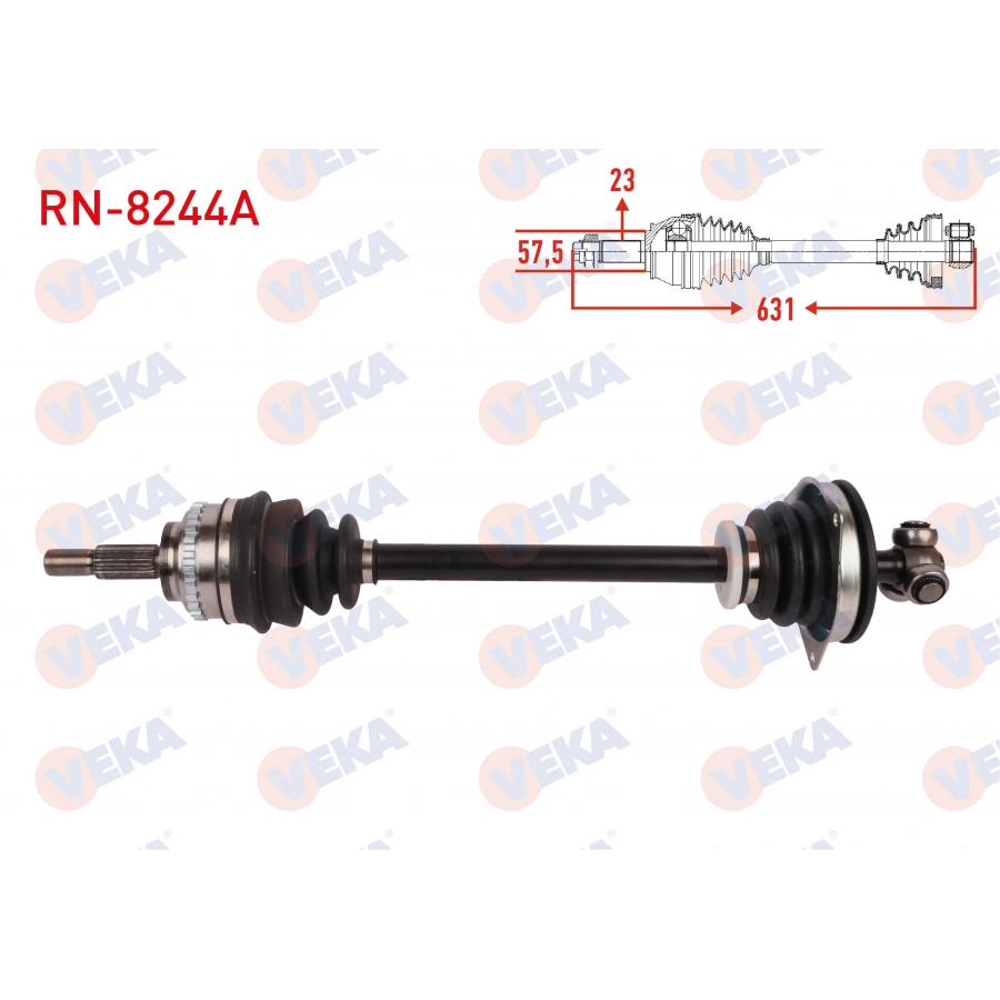 KOMPLE AKS SOL ON ABSLI UZUNLUK 631mm RENAULT CLIO II 1.5 DCI M-T 2001-2005 / KANGOO 1.5 DCI 2001-