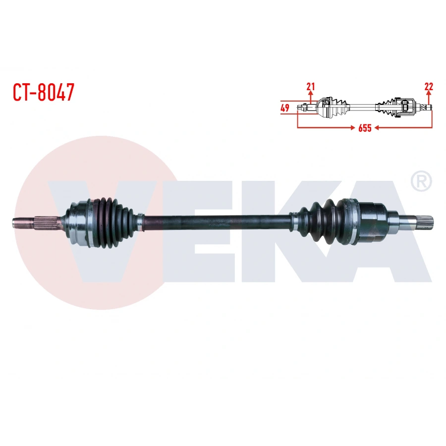 KOMPLE AKS SOL ON CITROEN C3 II 1.4 HDI M-T 21X22X49 UZUNLUK 655mm 2009-2016