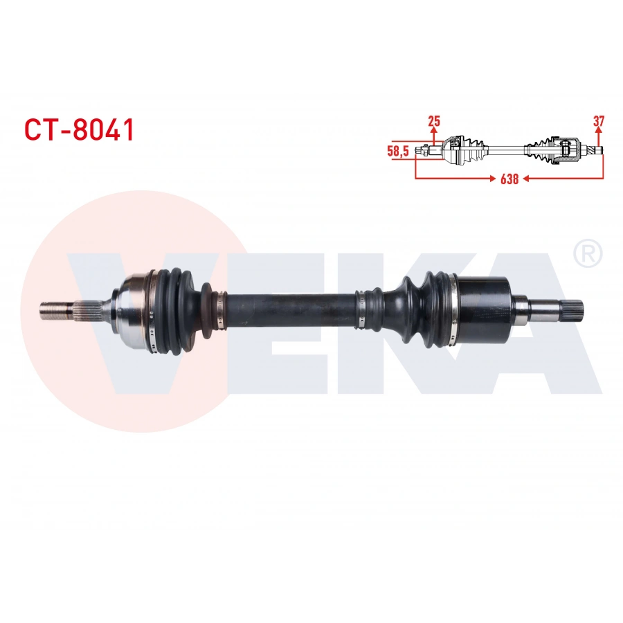 KOMPLE AKS SOL ON CITROEN C5 I (DC) 2.0 HDI M-T UZUNLUK 638mm 2001-2004