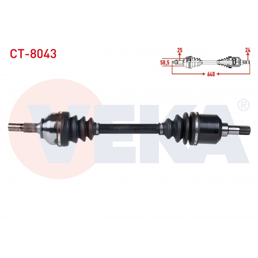 KOMPLE AKS SOL ON CITROEN C5 II (RC) 1.6 HDI M-T UZUNLUK 648mm 2004-2008