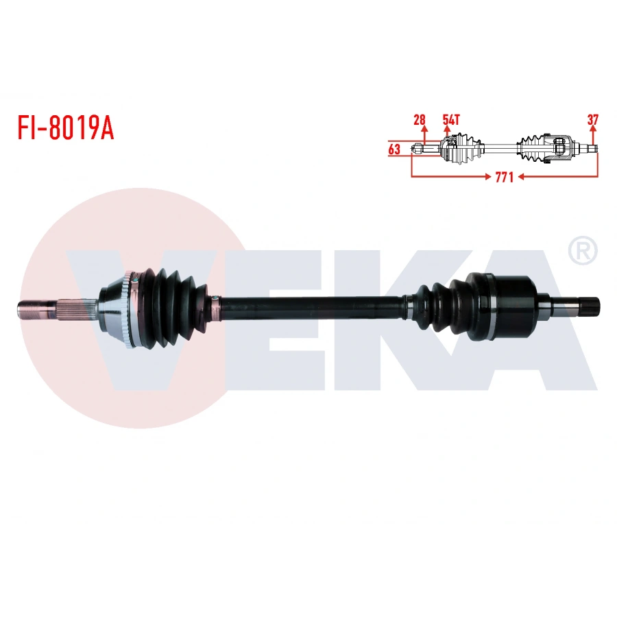 KOMPLE AKS SOL ON FIAT DUCATO (230) 2.5 D 10q-14q ABSLI 54 DIS UZUNLUK 771mm 1994-2002