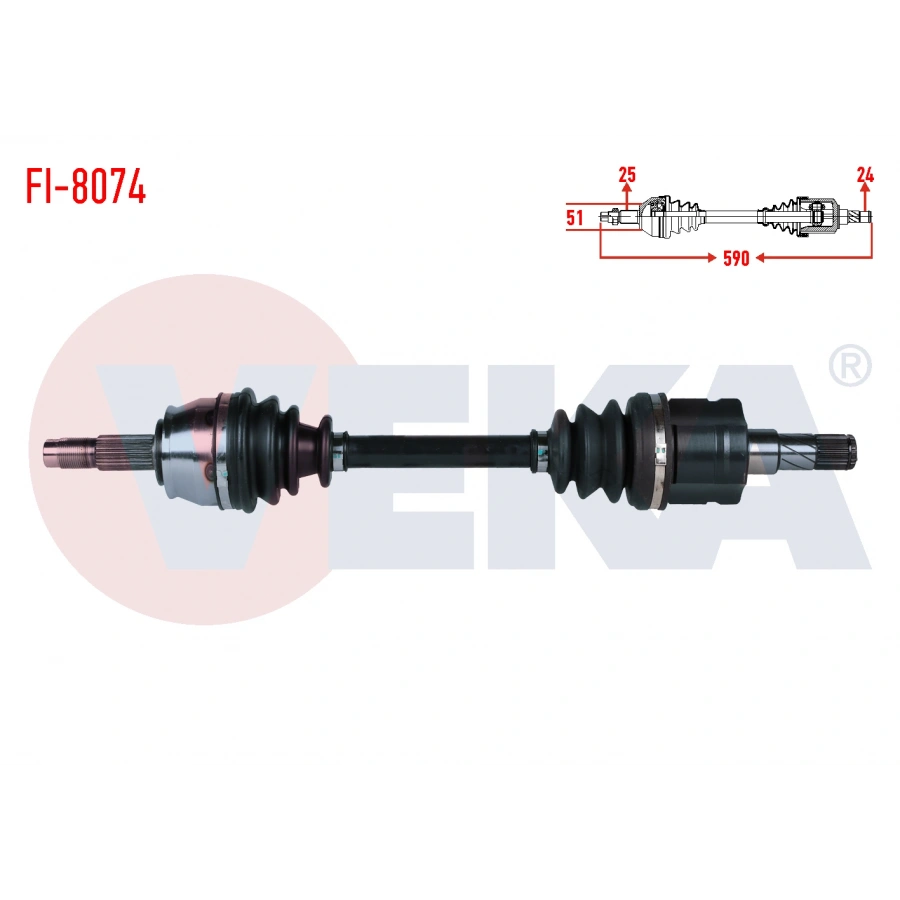 KOMPLE AKS SOL ON FIAT FIORINO (225) 1.3 MJT A-T UZUNLUK 590 mm 2008-2013