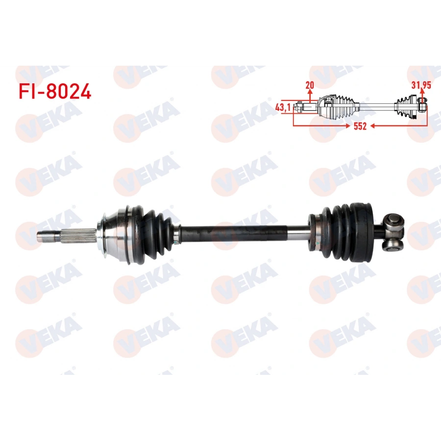 KOMPLE AKS SOL ON FIAT UNO 70 1.4i UZUNLUK 552 mm 1994-2000