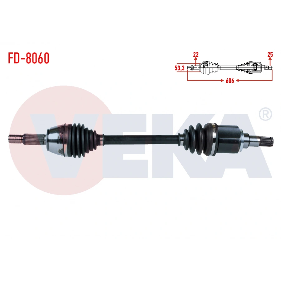 KOMPLE AKS SOL ON FORD FIESTA V 1.6i 16v A-T UZUNLUK 606mm 2001-2008