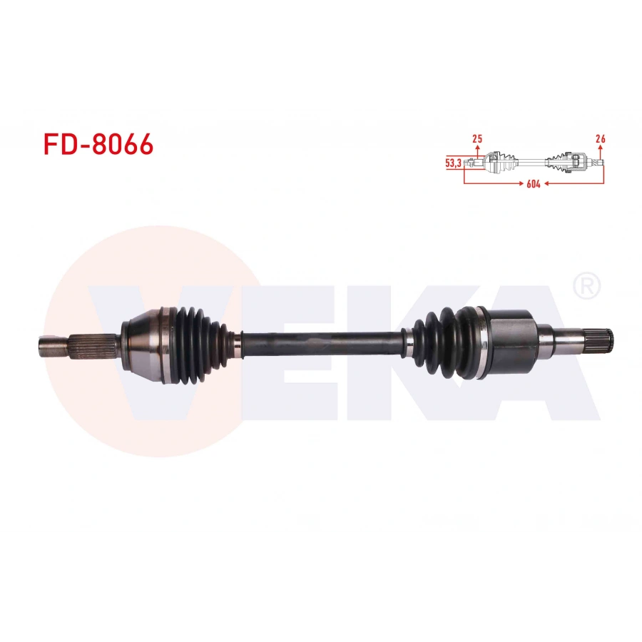 KOMPLE AKS SOL ON FORD FIESTA VI 1.4i A-T UZUNLUK 604 mm 2008-2012