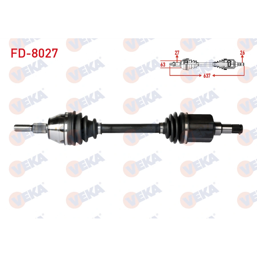 KOMPLE AKS SOL ON FORD FOCUS III 1.6 TDCI M-T UZUNLUK 637mm 2011-2015
