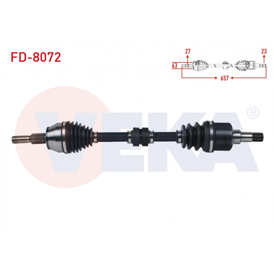 KOMPLE AKS SOL ON FORD FOCUS III 1.6 TI-VCT M-T UZUNLUK 657 mm 2011-2015