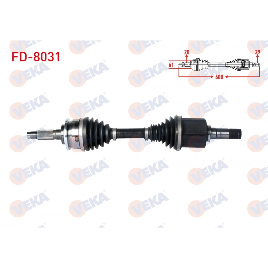 KOMPLE AKS SOL ON FORD RANGER (TKE) 2.2 TDCI - 3.2 TDCI A-T/M-T UZUNLUK 608mm 2011-