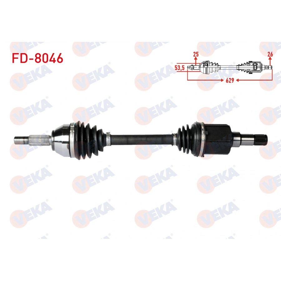 KOMPLE AKS SOL ON FORD TRANSIT CONNECT 1.8 TDCI 75 HP UZUNLUK 628mm 2002-2013