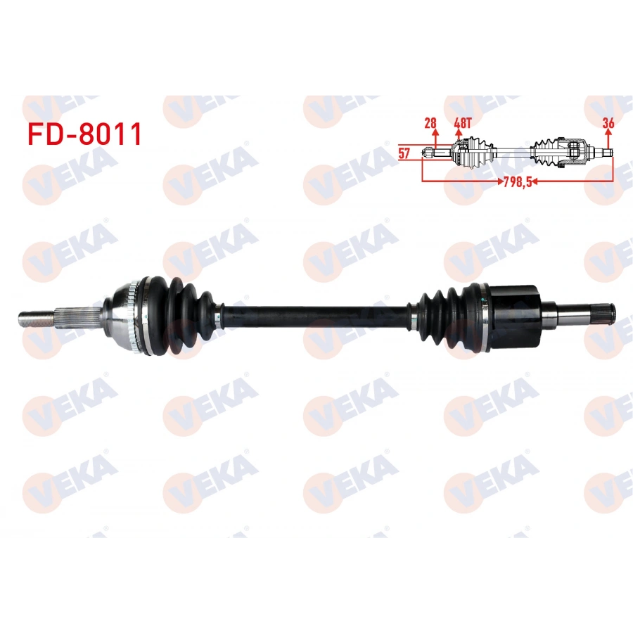 KOMPLE AKS SOL ON FORD TRANSIT (FA_ _) 2.4 TDCI ABSLI 48 DIS UZUNLUK 798,5mm 2000-2006