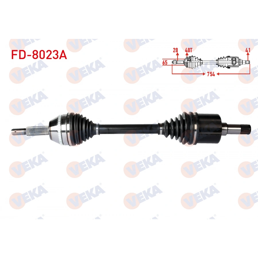 KOMPLE AKS SOL ON FORD TRANSIT (V347) 2.2 TDCI 115PS-140PS (KALIN MIL) ABSLI 48 DIS UZUNLUK 754mm 2006-2014