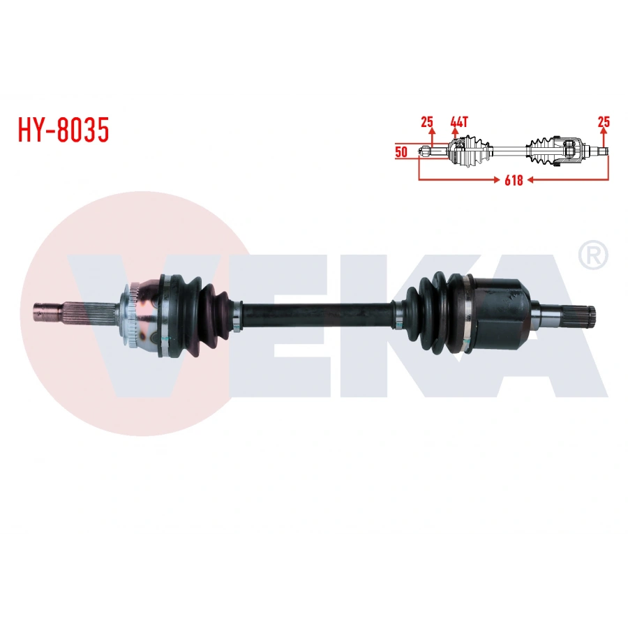 KOMPLE AKS SOL ON HYUNDAI ACCENT ADMIRE 1.5 CRDI 3 PISTONLU ABSLI 44 DIS UZUNLUK 618mm 2003-2006