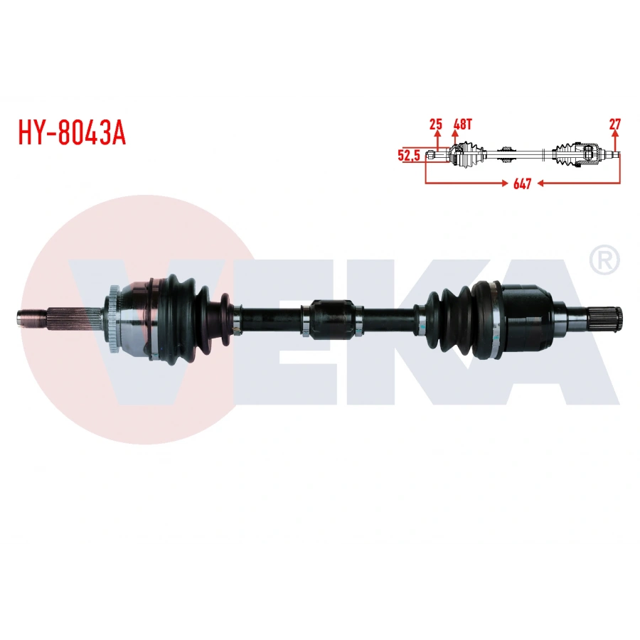 KOMPLE AKS SOL ON HYUNDAI ACCENT BLUE 1.6 CRDI M-T ABSLI ABS 48 DIS UZUNLUK 647mm 2012-