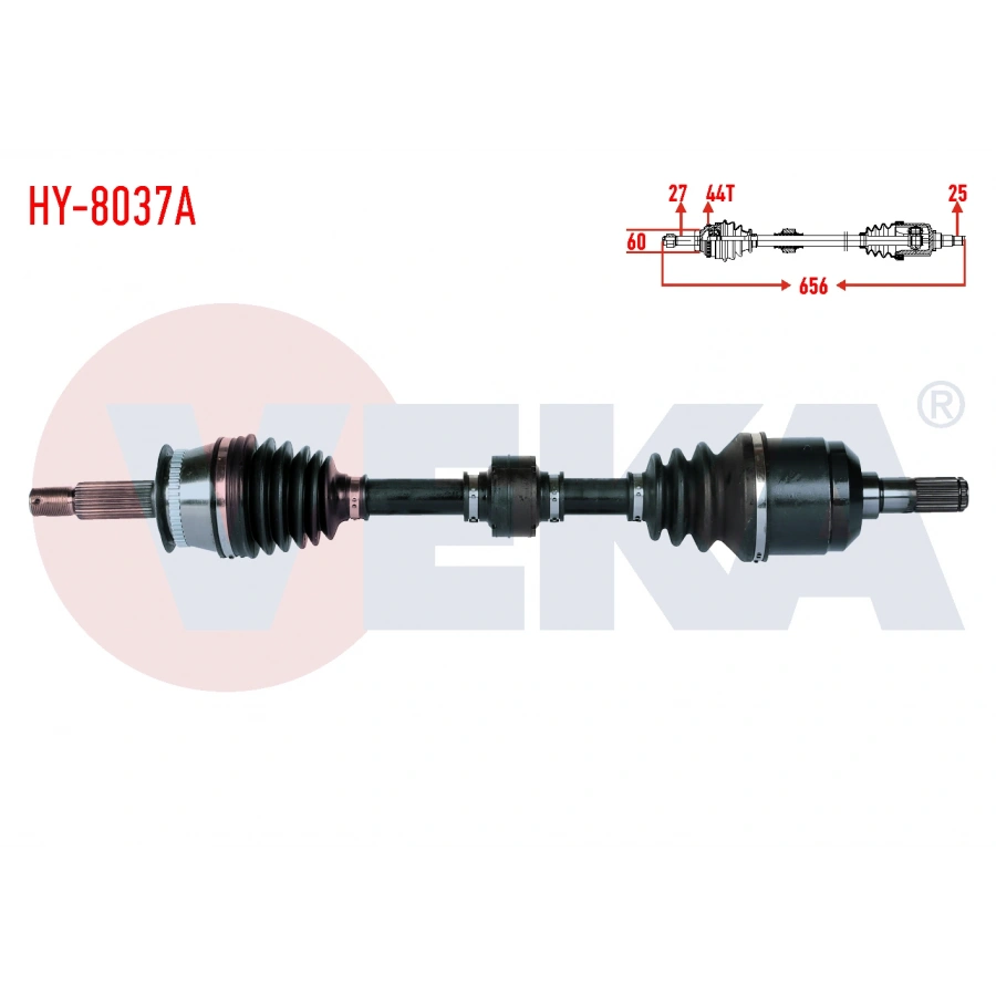 KOMPLE AKS SOL ON HYUNDAI ELANTRA 1.6i A-T ABSLI 44 DIS UZUNLUK 656mm 2001-2007