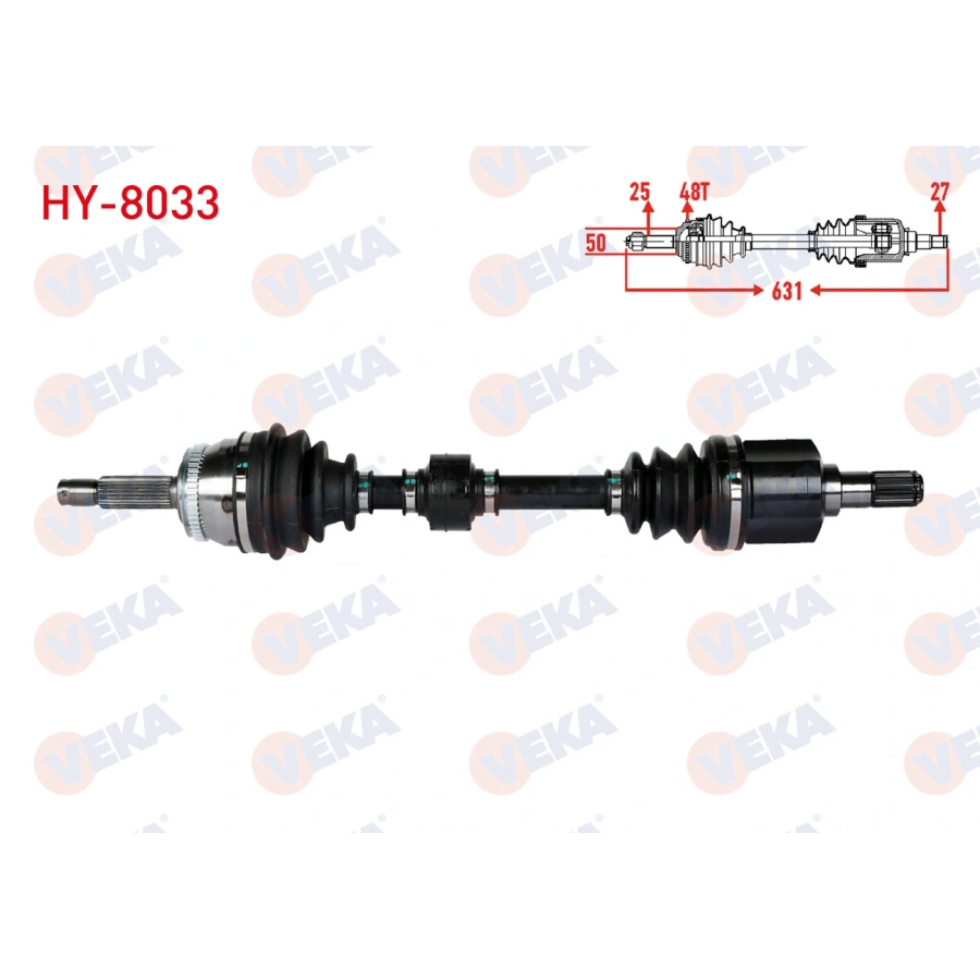 KOMPLE AKS SOL ON HYUNDAI GETZ (TB) 1.5 CRDI ABSLI 48 DIS UZUNLUK 631mm 2002-2008