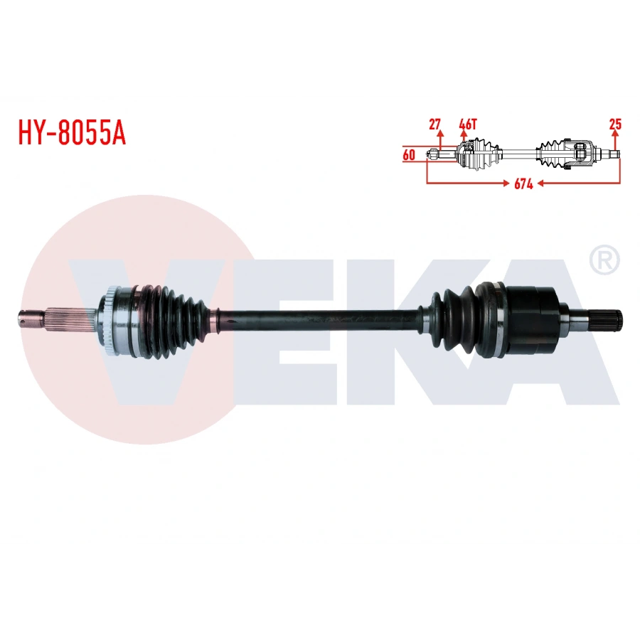 KOMPLE AKS SOL ON HYUNDAI I30 (FD) 1.4i A-T/M-T ABSLI 46 DIS UZUNLUK 674mm 2007-2011