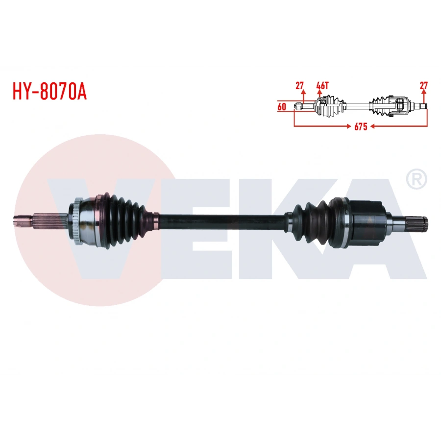 KOMPLE AKS SOL ON HYUNDAI I30 (FD) 1.6 CRDI A-T ABSLI 46 DIS UZUNLUK 675mm 2007-2011