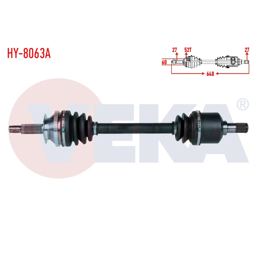 KOMPLE AKS SOL ON HYUNDAI SANTA FE (SM) 2.0 CRDI A-T 4X4 ABSLI 52 DIS UZUNLUK 648mm 2001-2006