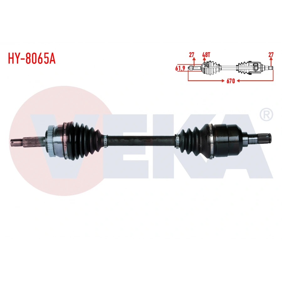 KOMPLE AKS SOL ON HYUNDAI TUCSON (JM) 2.0 CRDI ABSLI 48 DIS A-T UZUNLUK 670mm 2004-2010