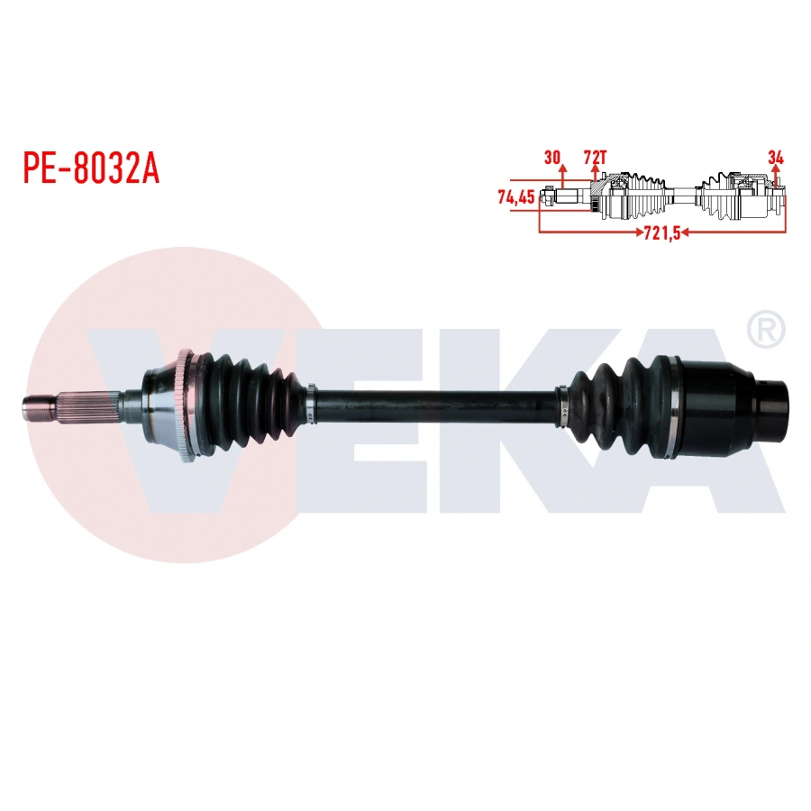 KOMPLE AKS SOL ON KARSAN J10 2.3 D ABSLI 72 DIS UZUNLUK 721,5mm 2010-