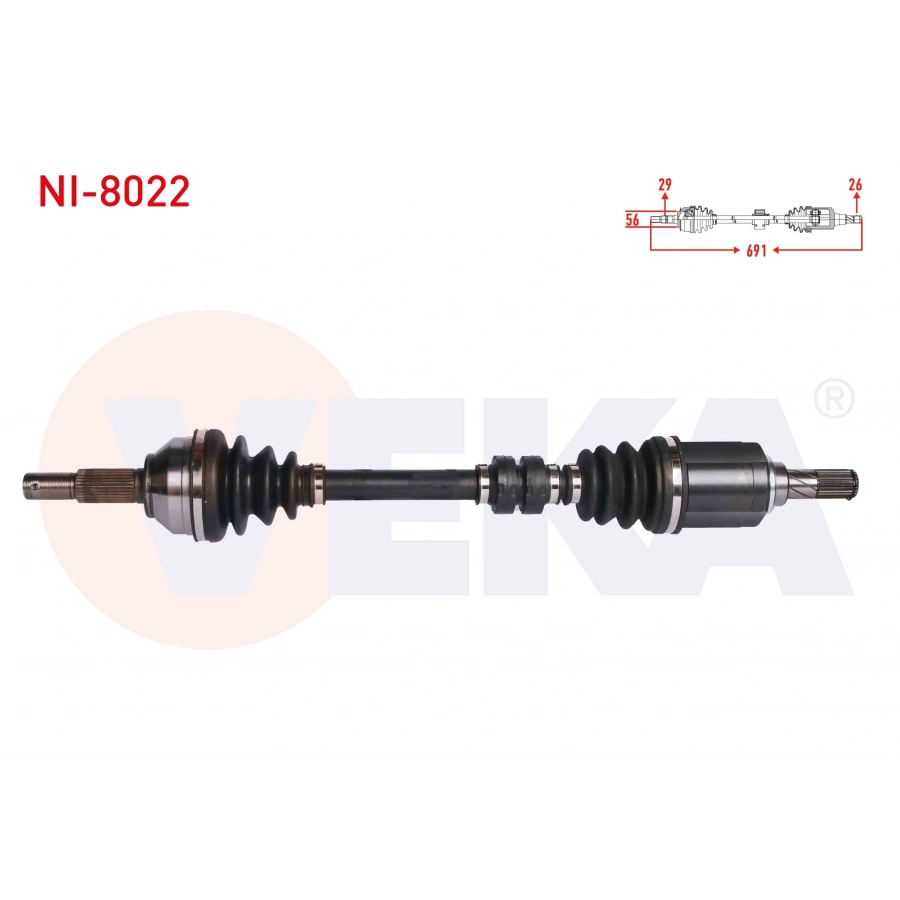 KOMPLE AKS SOL ON NISSAN QASHQAI (J10) 1.6i M-T UZUNLUK 691 mm 2007-2014