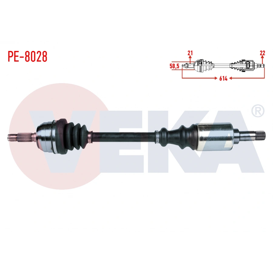 KOMPLE AKS SOL ON PEUGEOT 106 I (1A,1C) 1.4 UZUNLUK 614mm 1991-1996