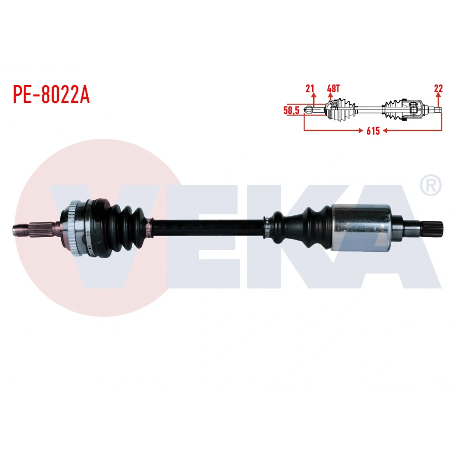 KOMPLE AKS SOL ON PEUGEOT 106 II 1.6i GTI ABSLI 48 DIS UZUNLUK 615mm 1996-2002