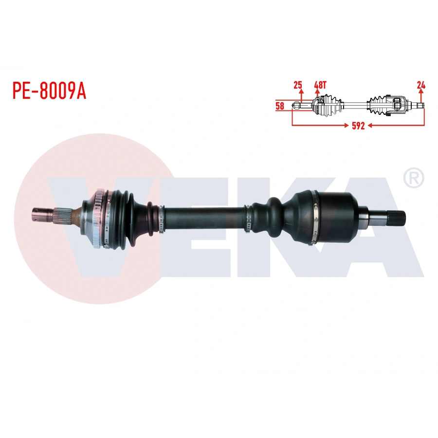 KOMPLE AKS SOL ON PEUGEOT 206 (2A/C) 2.0i GTI ABSLI 48 DIS UZUNLUK 592mm 1998-2006