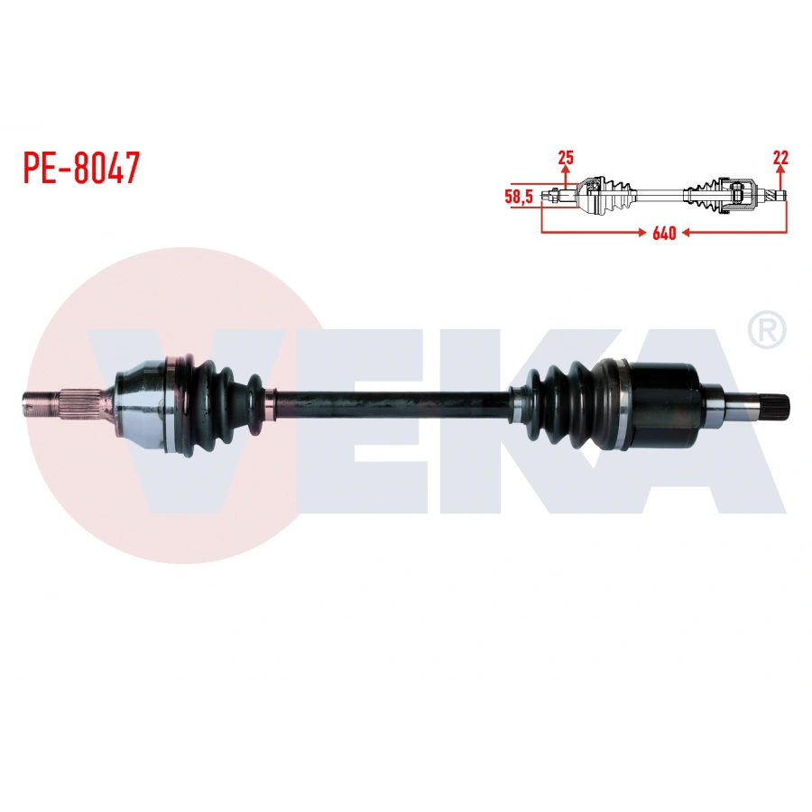 KOMPLE AKS SOL ON PEUGEOT 207 (WA,WC) 1.4 HDI MA SANZUMAN M-T UZUNLUK 640mm 2006-2012