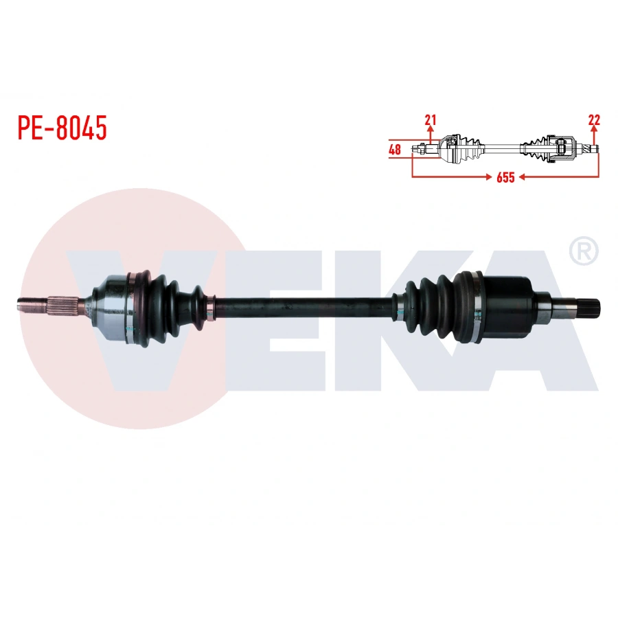 KOMPLE AKS SOL ON PEUGEOT 207 (WA,WC) 1.4i MA SANZUMAN M-T UZUNLUK 655mm 2006-2012