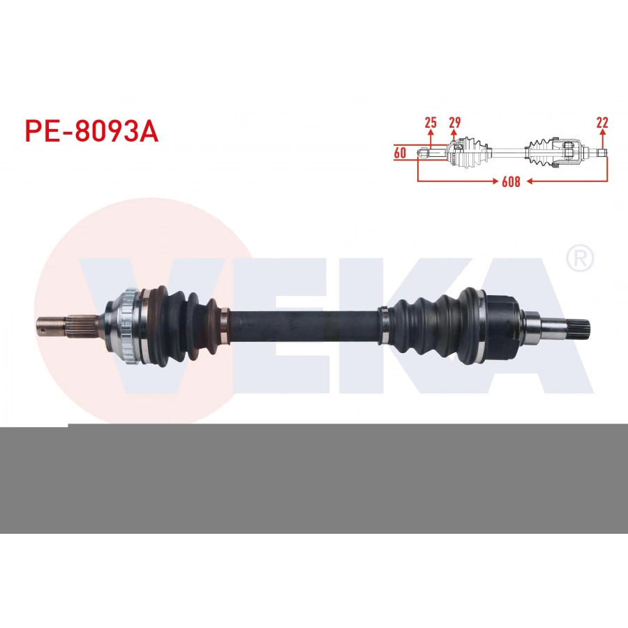 KOMPLE AKS SOL ON PEUGEOT 306 (7B,N3,N5) 1.6i M-T ABSLI 29 DIS UZUNLUK 608 mm 1993-2002