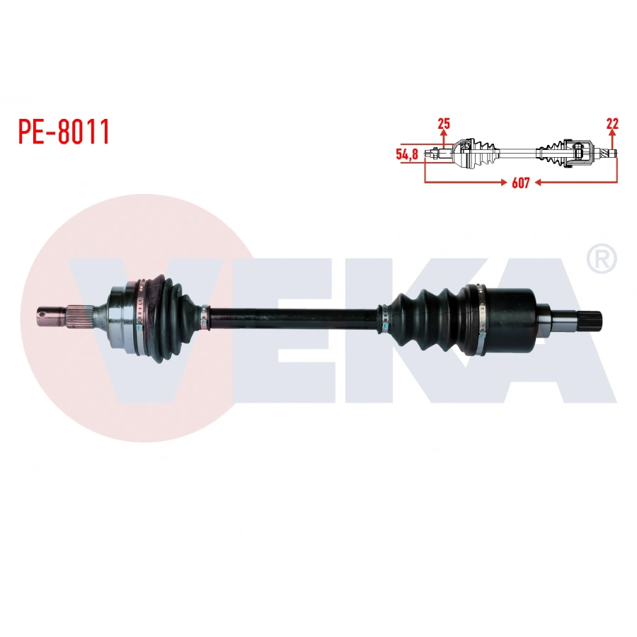 KOMPLE AKS SOL ON PEUGEOT 306 (7B,N3,N5) 1.6i UZUNLUK 607mm 1993-2002